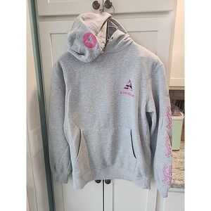 Airwalk Gray W/Neon Pink Running Doodles Graphic Hooded‎ Sweatshirt - Sz Xs